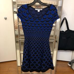 Diane von Furstenberg cobalt blue & black dress